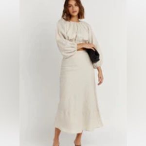 DISSH Hazel Natural Linen Slip Midi Skirt